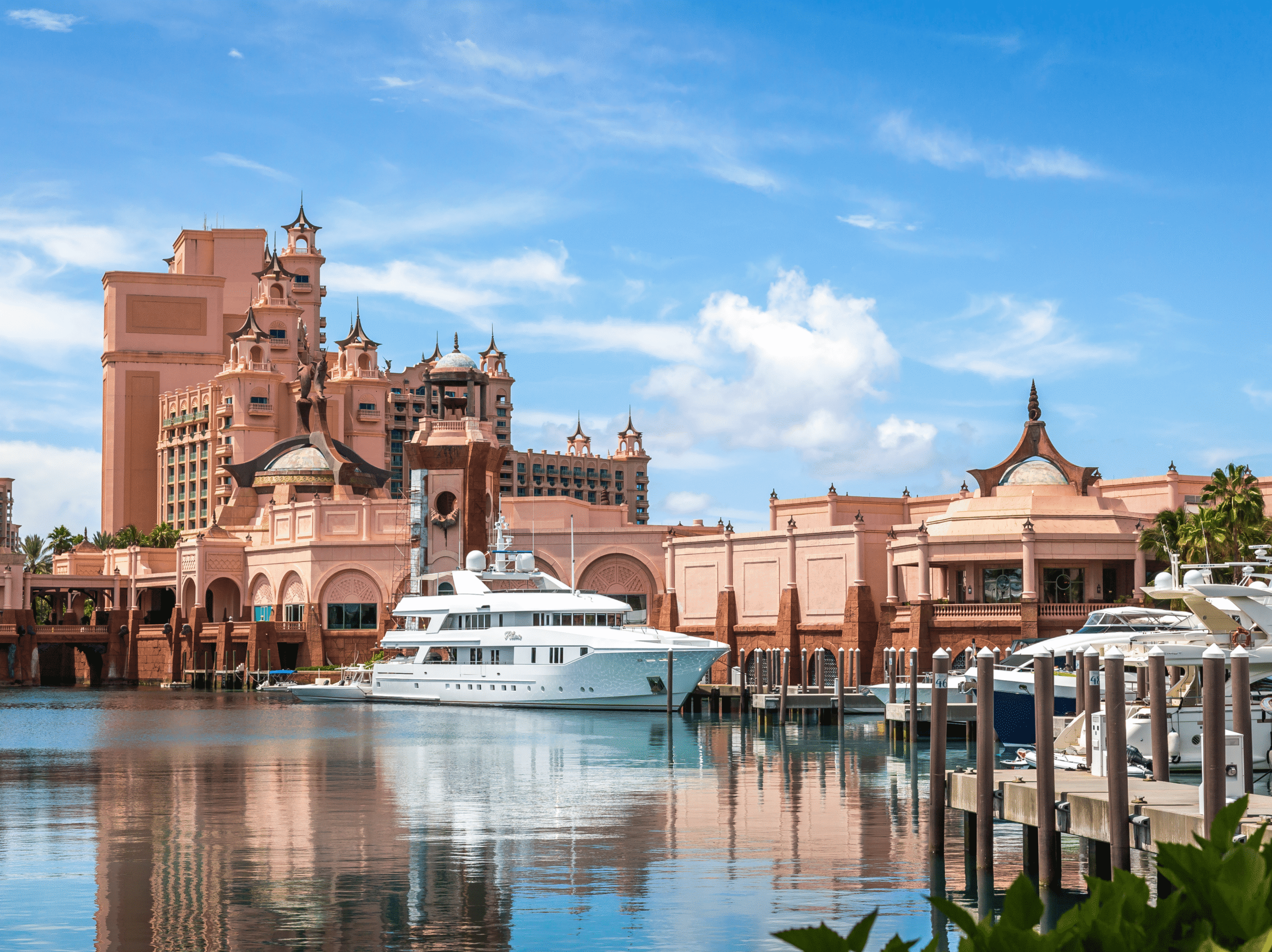 Nassau Harbour marina with colourful buildings
